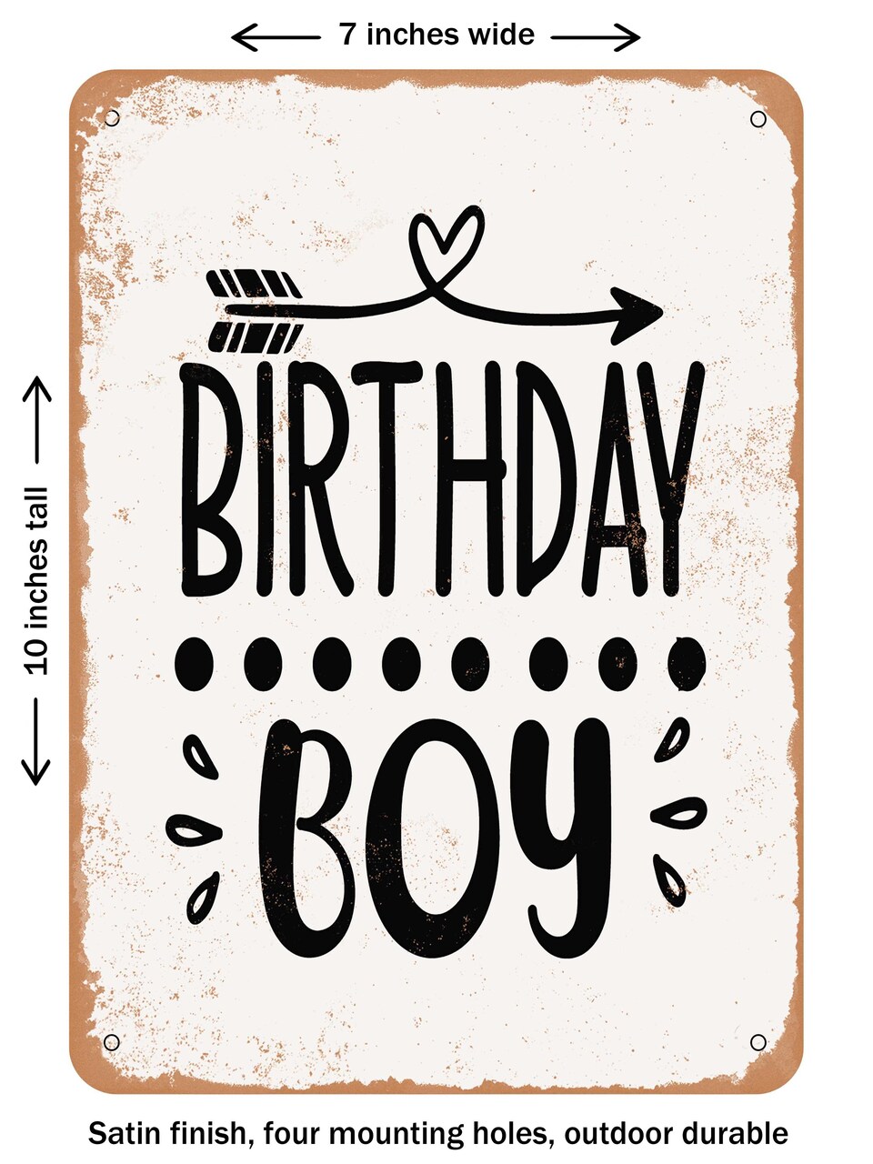 DECORATIVE METAL SIGN - Birthday Boy - 2 - Vintage Rusty Look